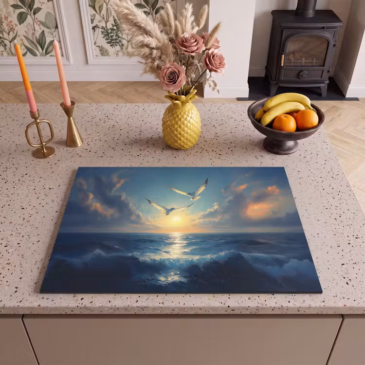 Inductie beschermer - Meeuwen - Zee - Wolken -Blauw — 2