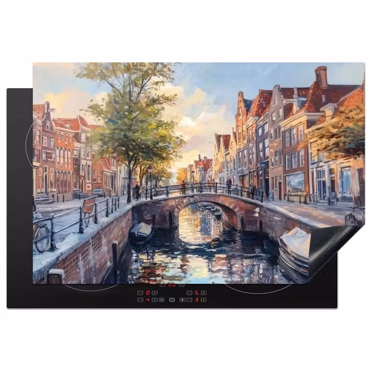 Inductie beschermer - Brug - Stad - Huizen - Boot — 1