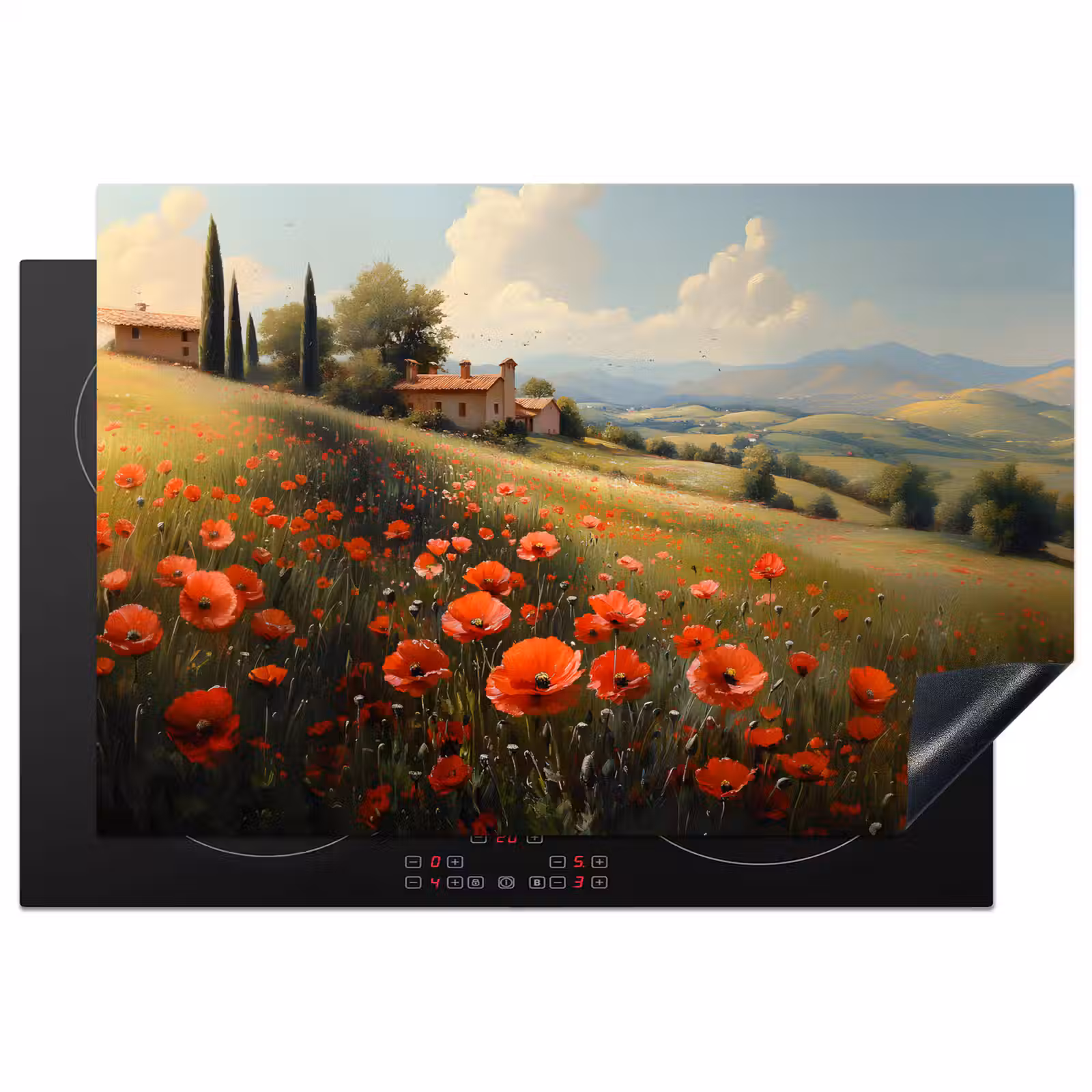 Inductie beschermer - Klaprozen - Rood - Heuvels - Landschap — 1