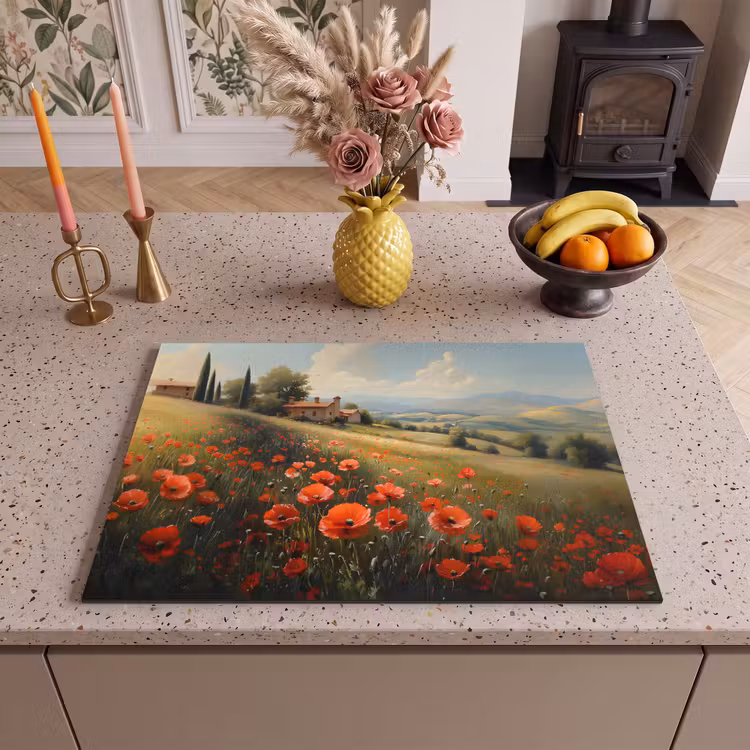 Inductie beschermer - Klaprozen - Rood - Heuvels - Landschap — 2