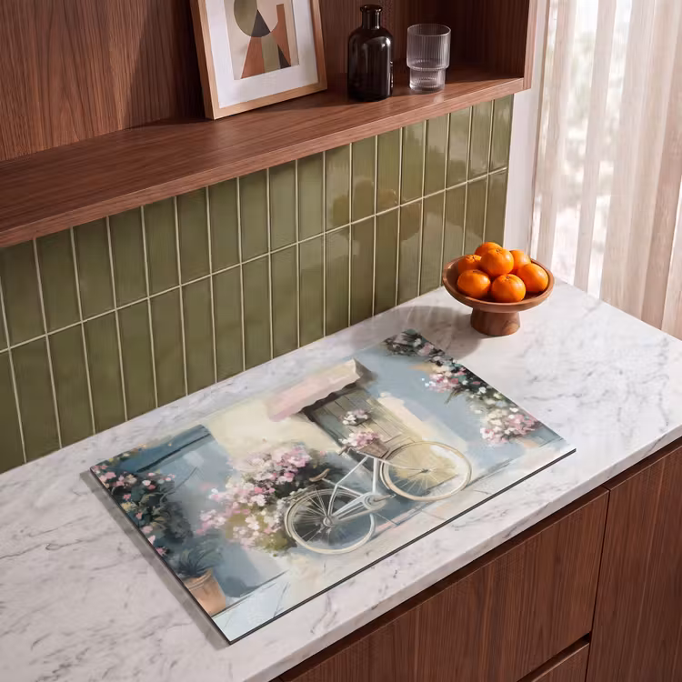 Inductie beschermer - Fiets - Pastelkleuren - Bloemen — 8