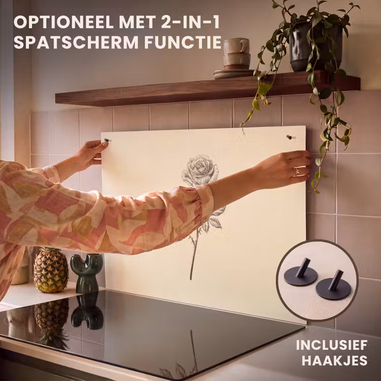 Inductie beschermer - Illustratie - Zwart - Roos — 10