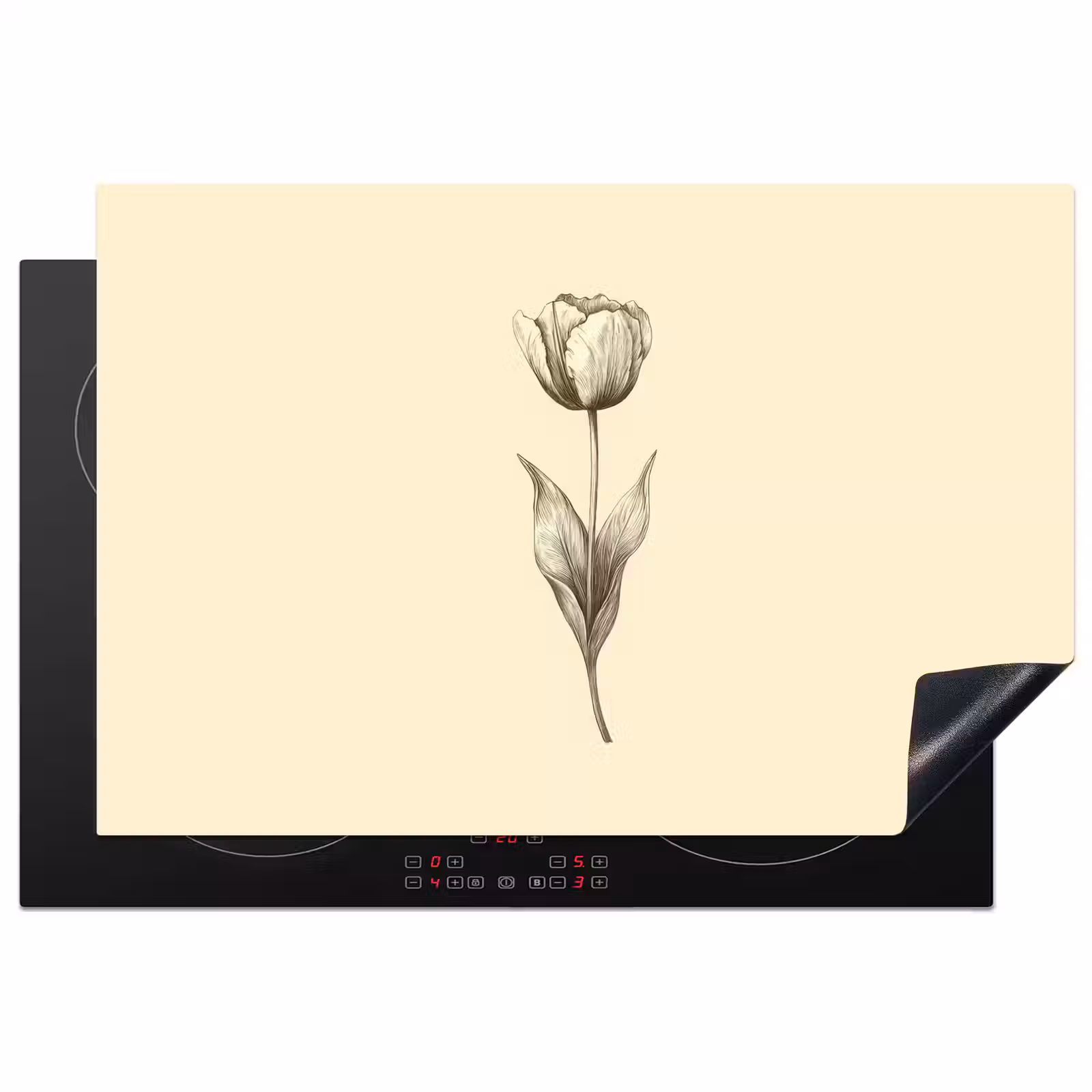 Inductie beschermer - Illustratie - Tulp - Zwart — 1