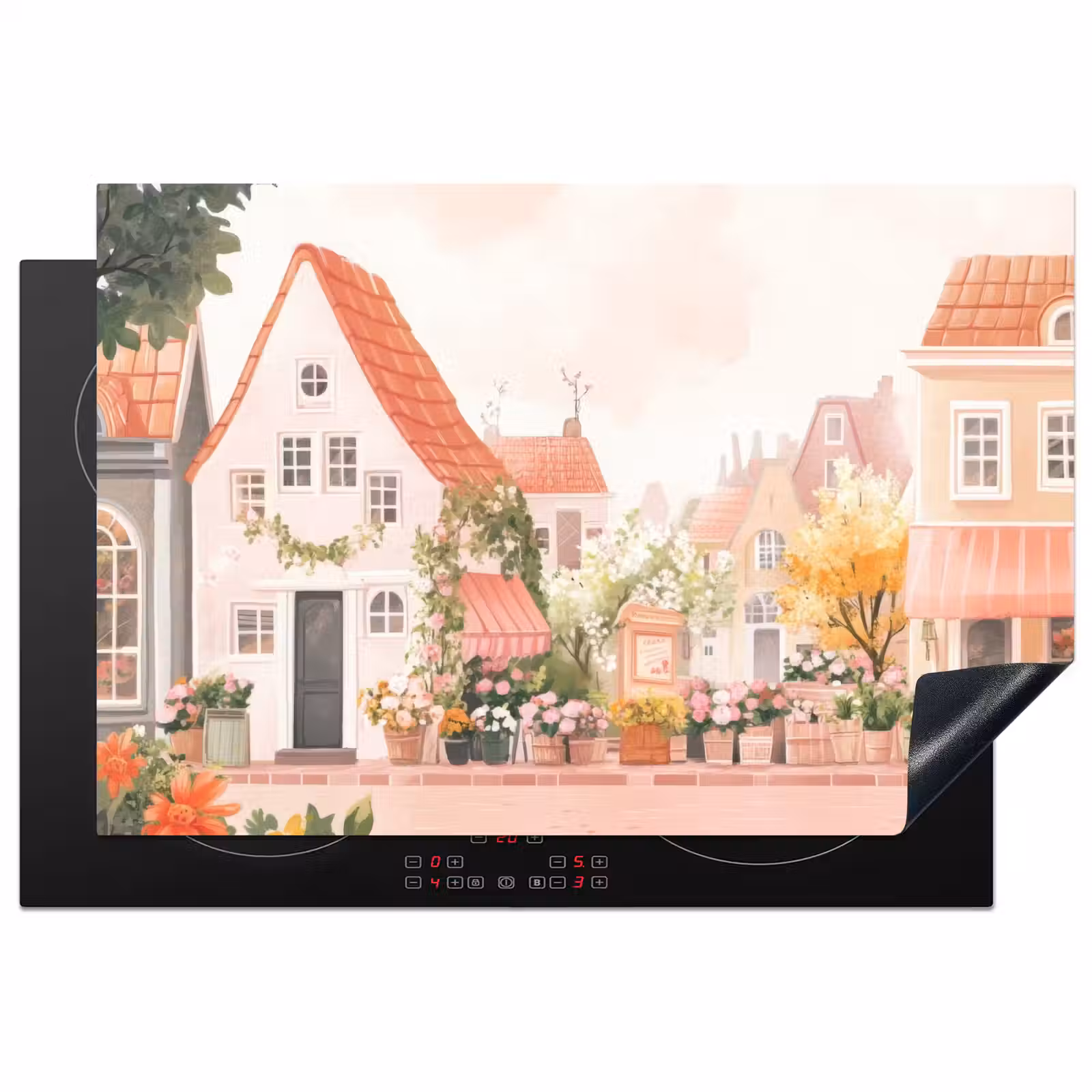 Inductie beschermer - Bloemen - Huizen - Dorp — 1