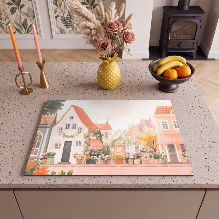 Inductie beschermer - Bloemen - Huizen - Dorp — 2