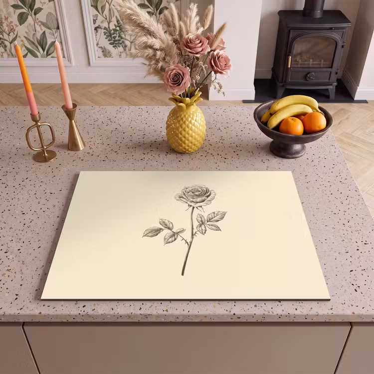 Inductie beschermer - Illustratie - Zwart - Roos — 2