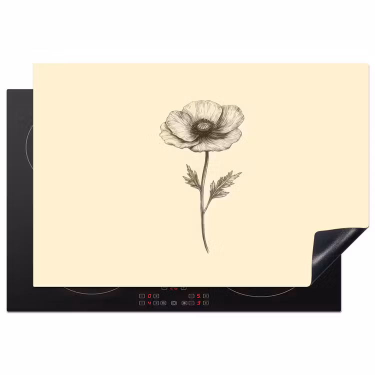 Inductie beschermer - Klaproos - Illustratie - Zwart — 1