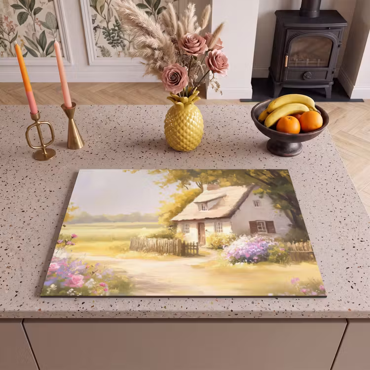 Inductie beschermer - Huisje - Hout - Bloemen — 2
