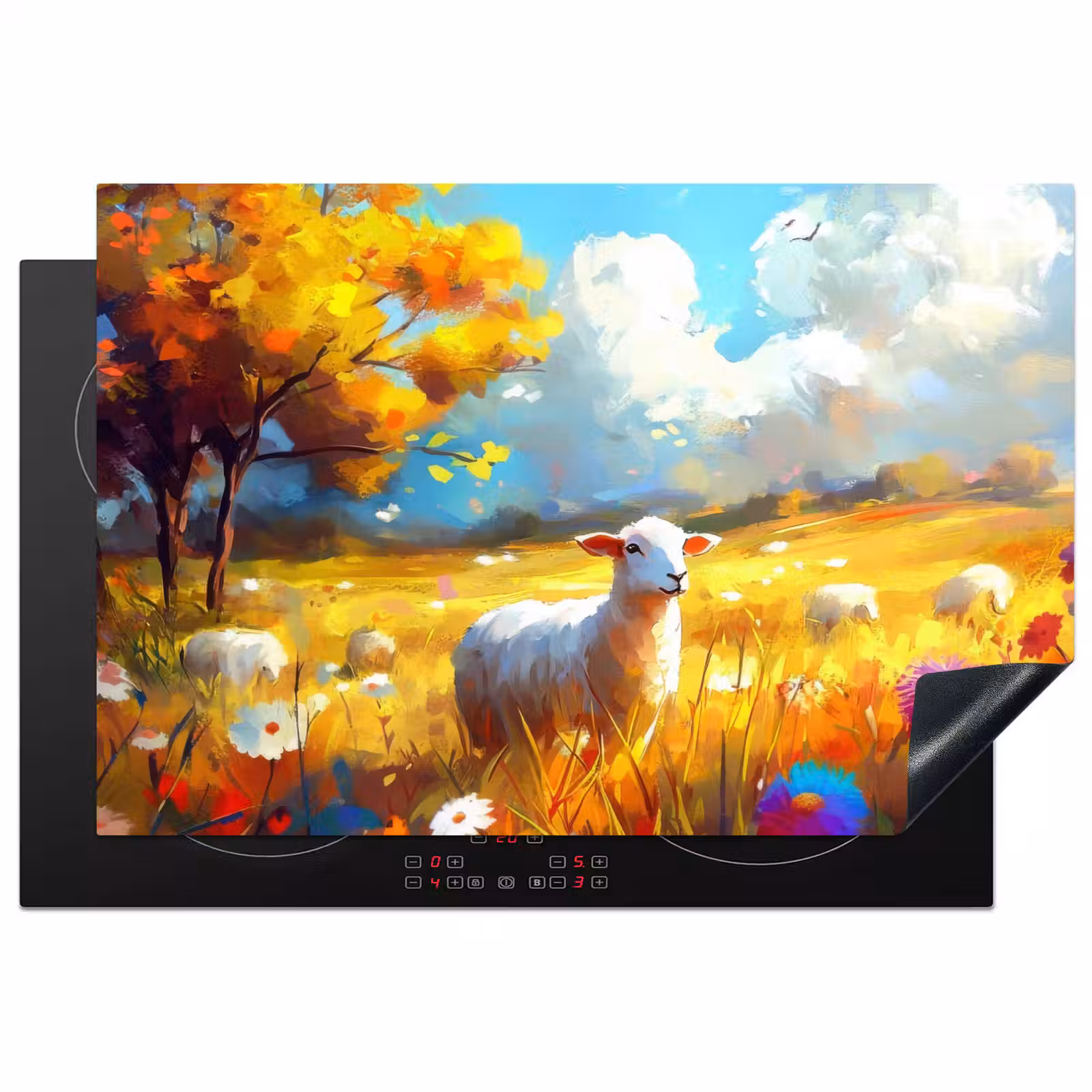 Inductie beschermer - Schaap - Weide - Bloemen — 1