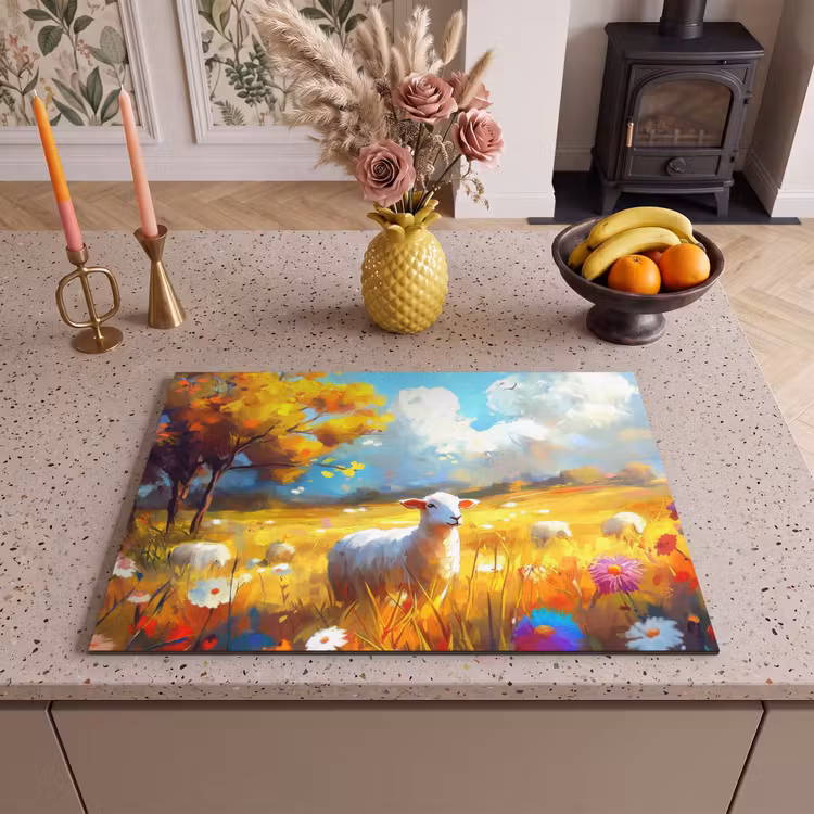 Inductie beschermer - Schaap - Weide - Bloemen — 2
