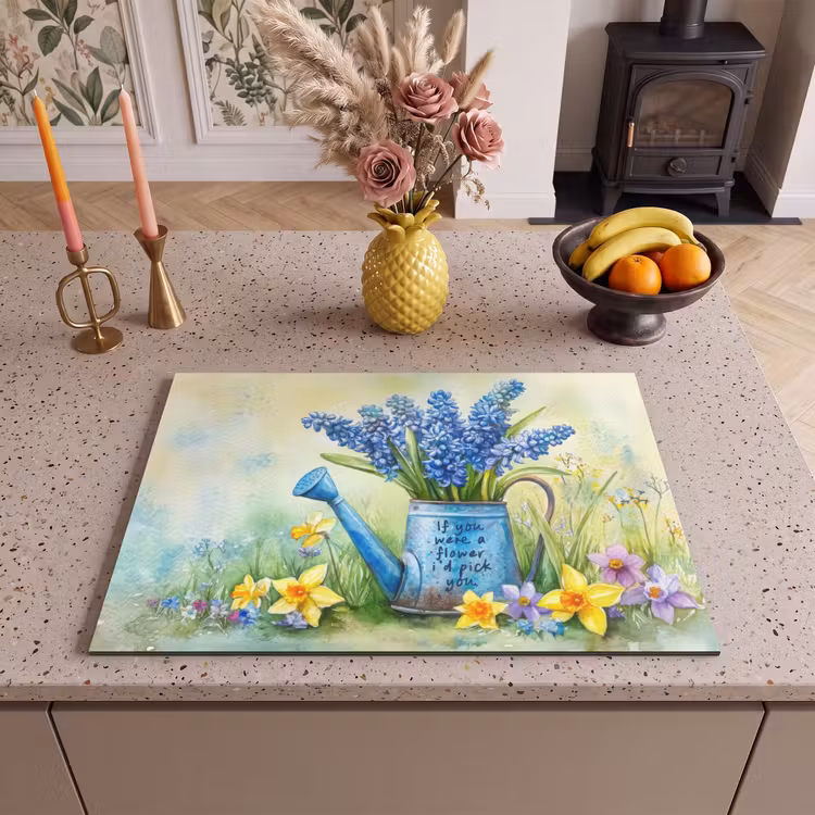 Inductie beschermer - Lavendelbloemen - Quote - Gieter — 2