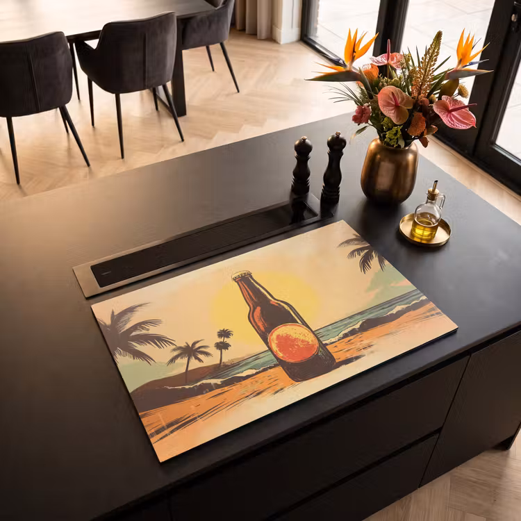 Inductie beschermer - Bierfles - Zonsondergang - Palmbomen - Zee — 5
