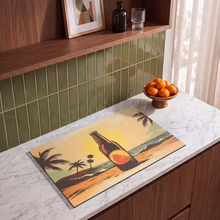 Inductie beschermer - Bierfles - Zonsondergang - Palmbomen - Zee — 8