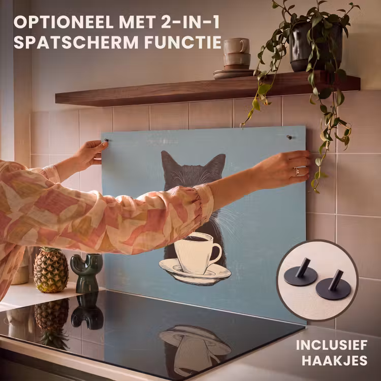 Inductie beschermer - Kat - Zwart - Koffie - Minimalistisch — 10