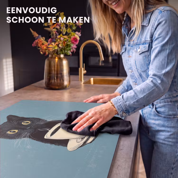 Inductie beschermer - Kat - Zwart - Koffie - Minimalistisch — 6
