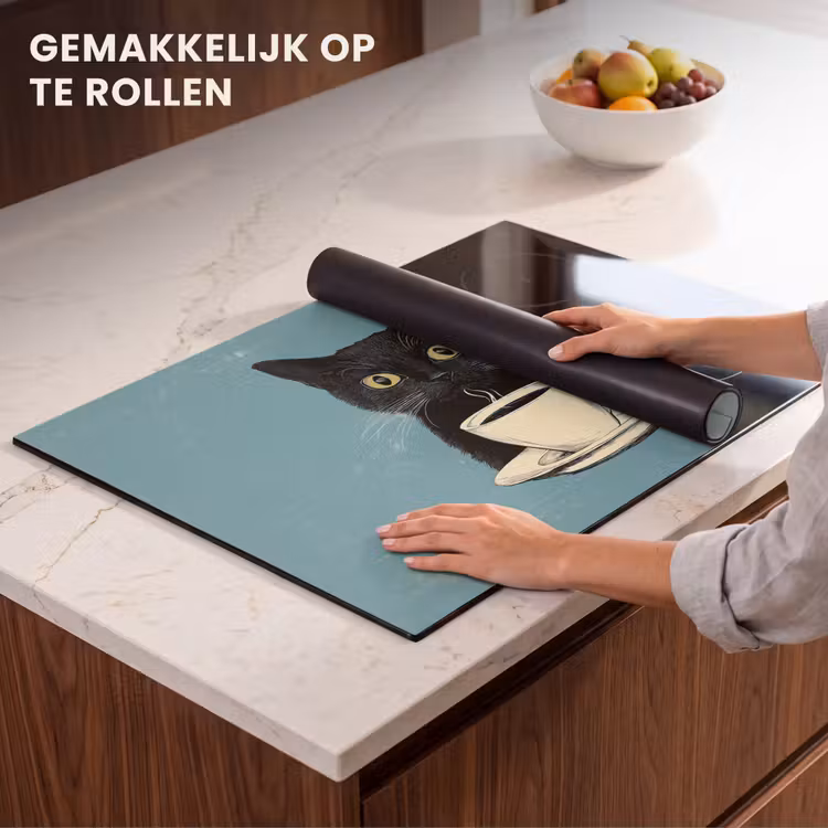 Inductie beschermer - Kat - Zwart - Koffie - Minimalistisch — 7