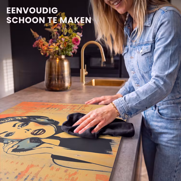 Inductie beschermer - Retro - Vrouw - Koptelefoon - Oranje — 6