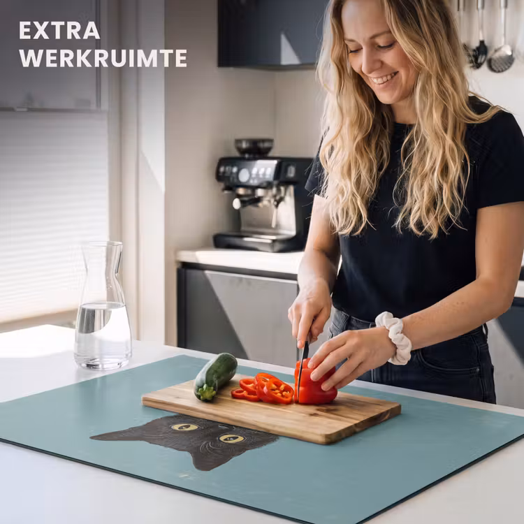 Inductie beschermer - Kat - Zwart - Koffie - Minimalistisch — 4