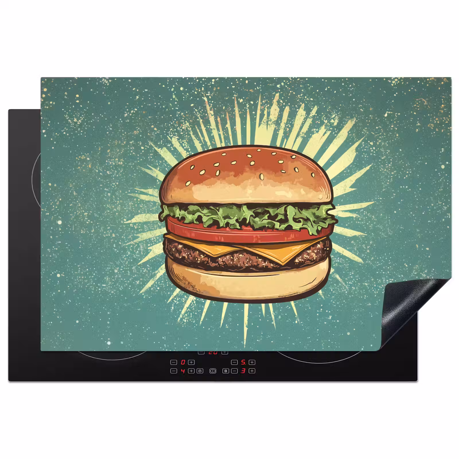 Inductie beschermer - Hamburger - Illustratie - Sla - Kaas — 1