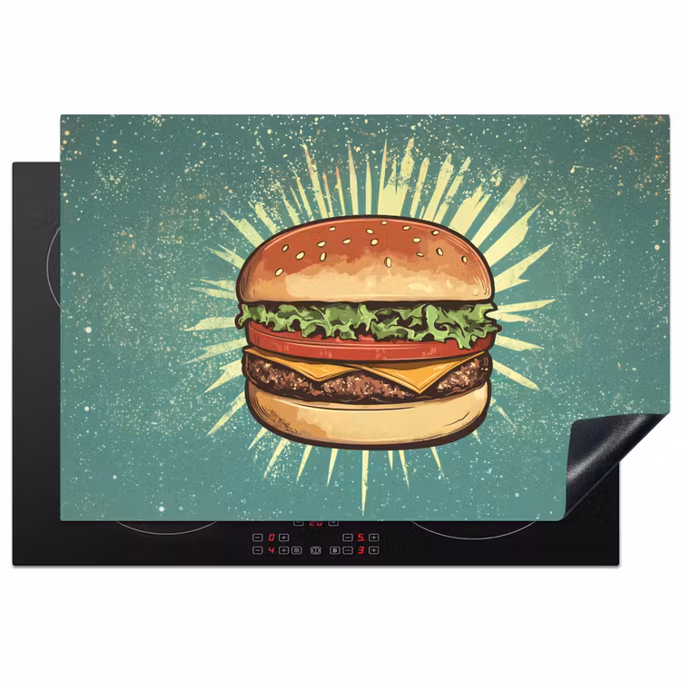 Inductie beschermer - Hamburger - Illustratie - Sla - Kaas — 1