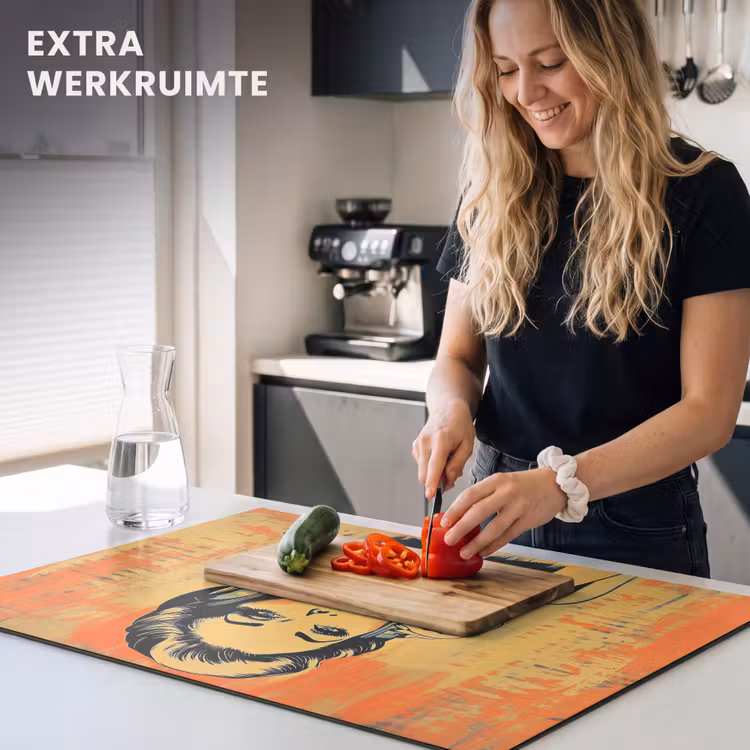Inductie beschermer - Retro - Vrouw - Koptelefoon - Oranje — 4