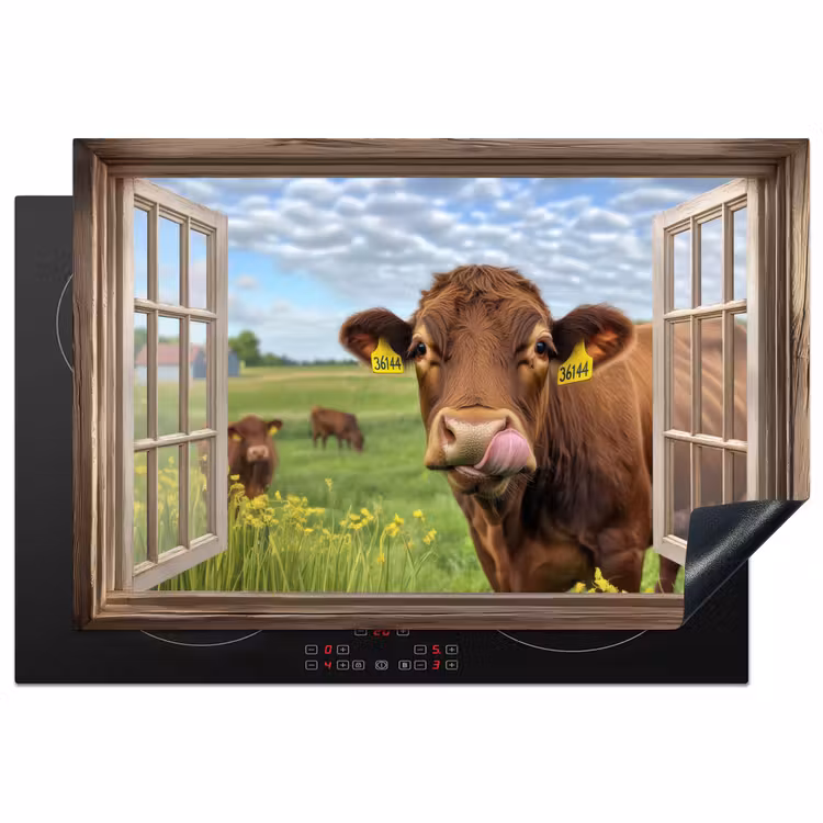 Inductie beschermer - Doorkijk - Koe - Weiland - Landschap - Dieren — 1