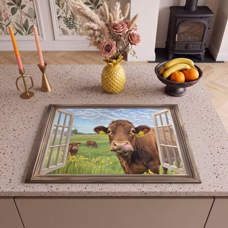 Inductie beschermer - Doorkijk - Koe - Weiland - Landschap - Dieren — 2