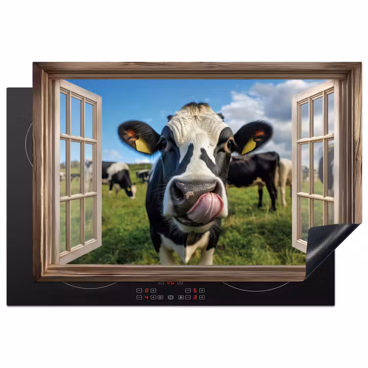 Inductie beschermer - Doorkijk - Koe - Weiland - Dieren - Natuur — 1