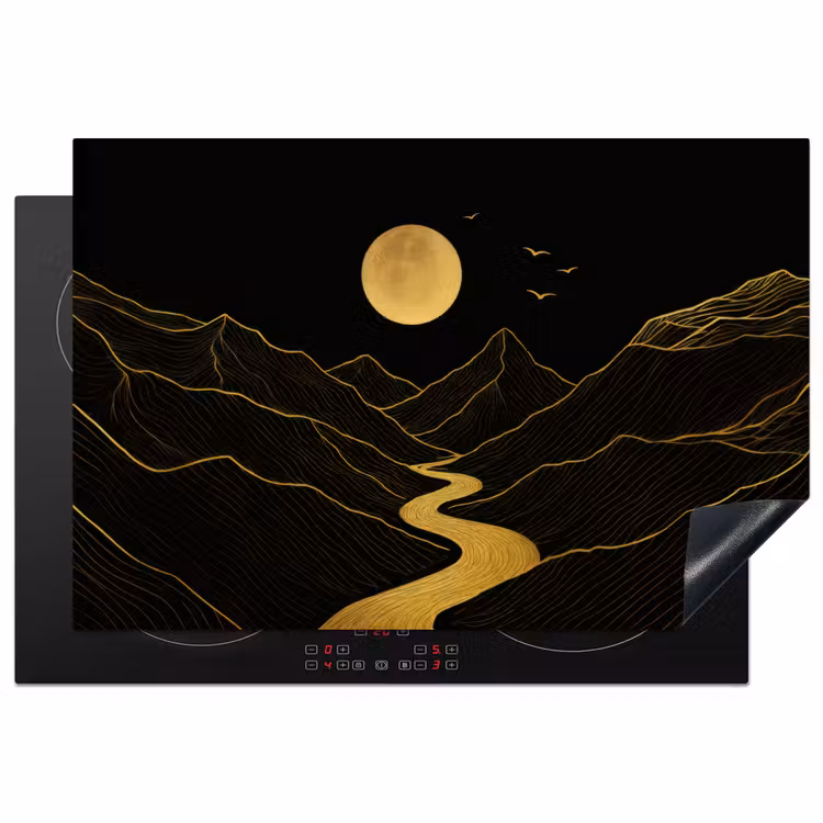 Inductie beschermer - Rivier - Goud - Maan - Vogels — 1