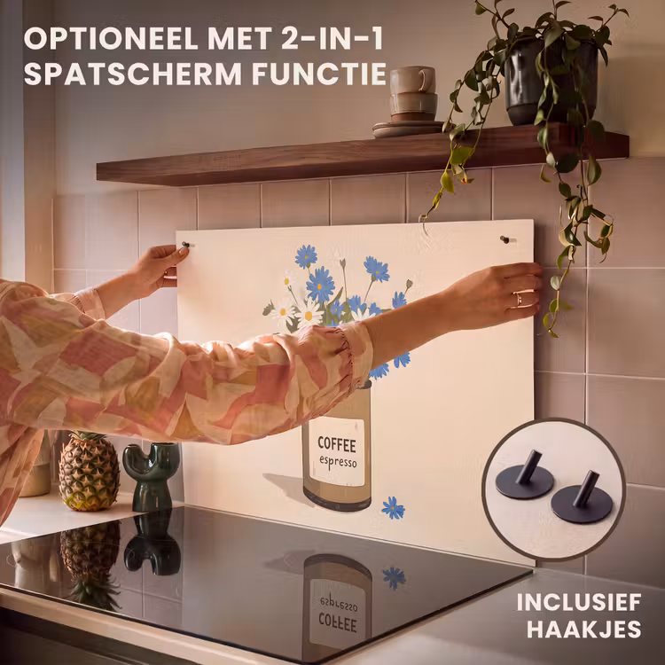 Inductie beschermer - Coffee - Blik - Minimalistisch - Bloemen — 10