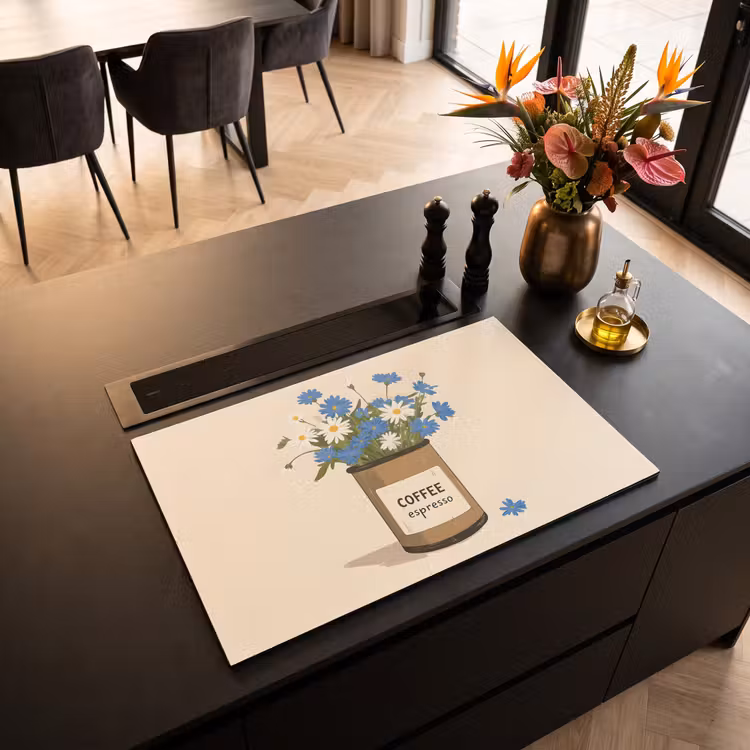 Inductie beschermer - Coffee - Blik - Minimalistisch - Bloemen — 5