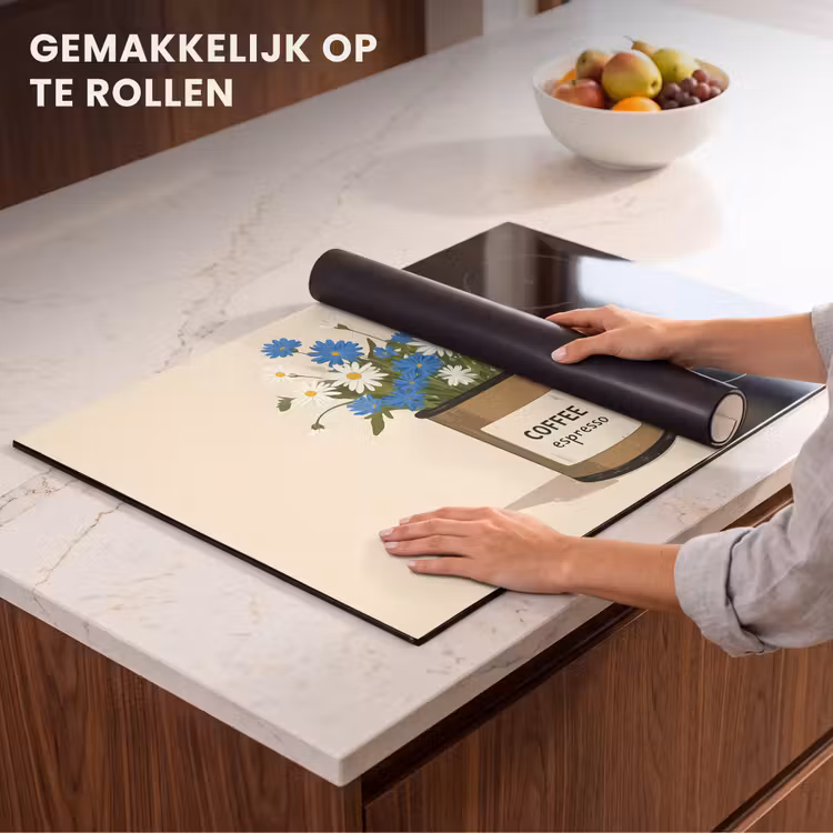 Inductie beschermer - Coffee - Blik - Minimalistisch - Bloemen — 7