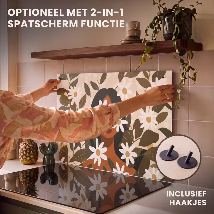 Inductie beschermer - Illustratie - Vrouw - Madeliefjes - Wit — 10