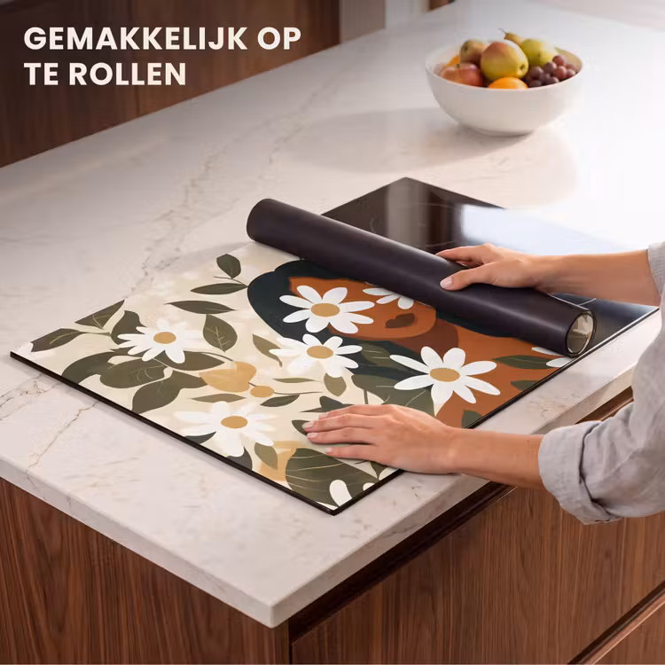 Inductie beschermer - Illustratie - Vrouw - Madeliefjes - Wit — 7