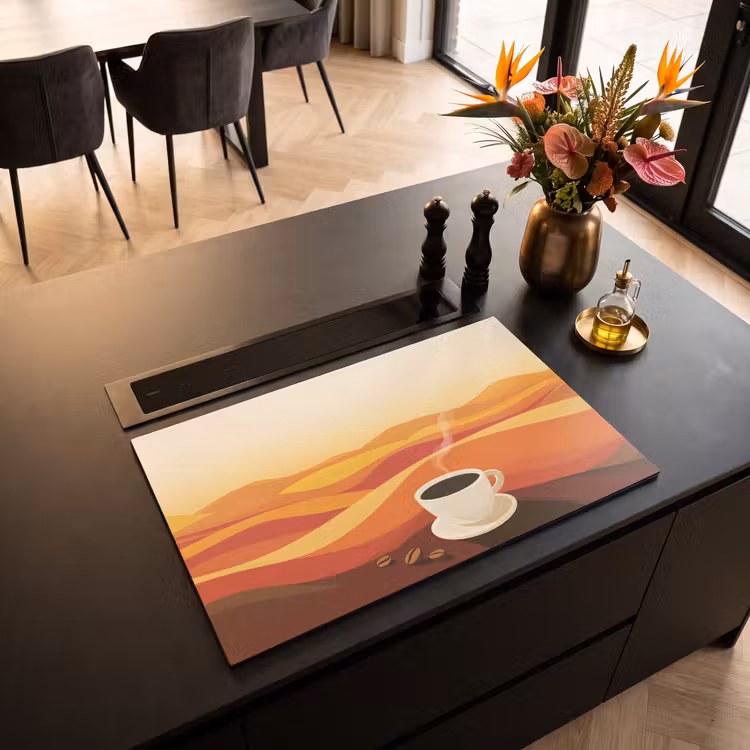 Inductie beschermer - Koffie - Landschap - Oranje - Koffiebonen — 5