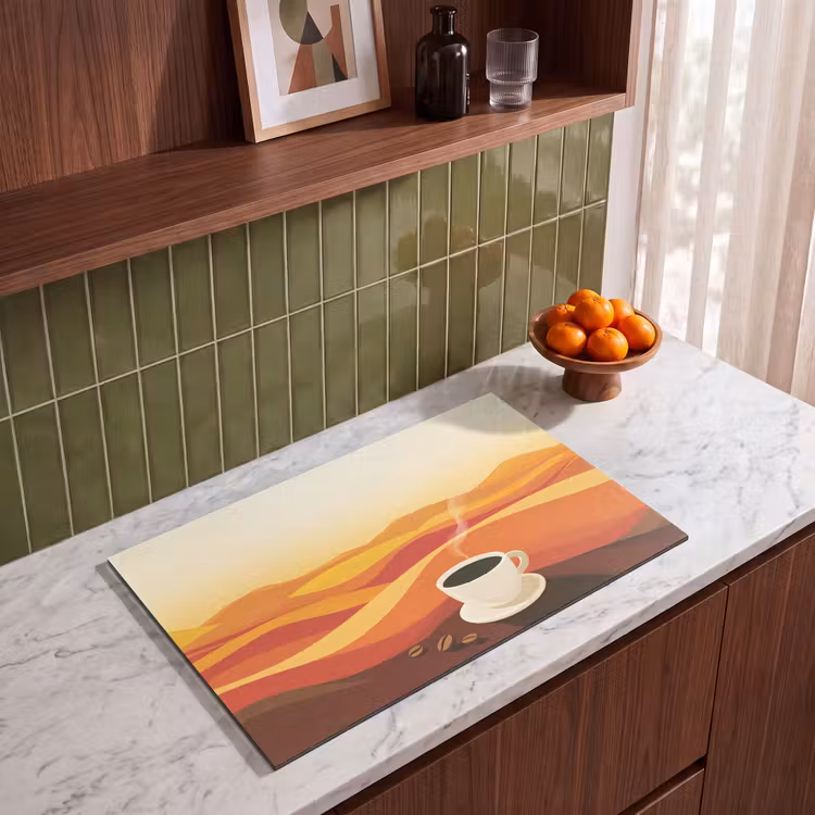 Inductie beschermer - Koffie - Landschap - Oranje - Koffiebonen — 8