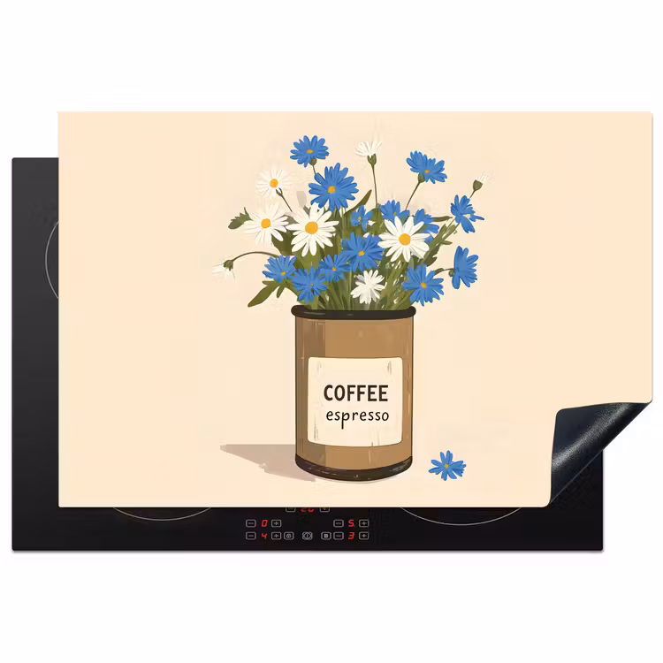 Inductie beschermer - Coffee - Blik - Minimalistisch - Bloemen — 1