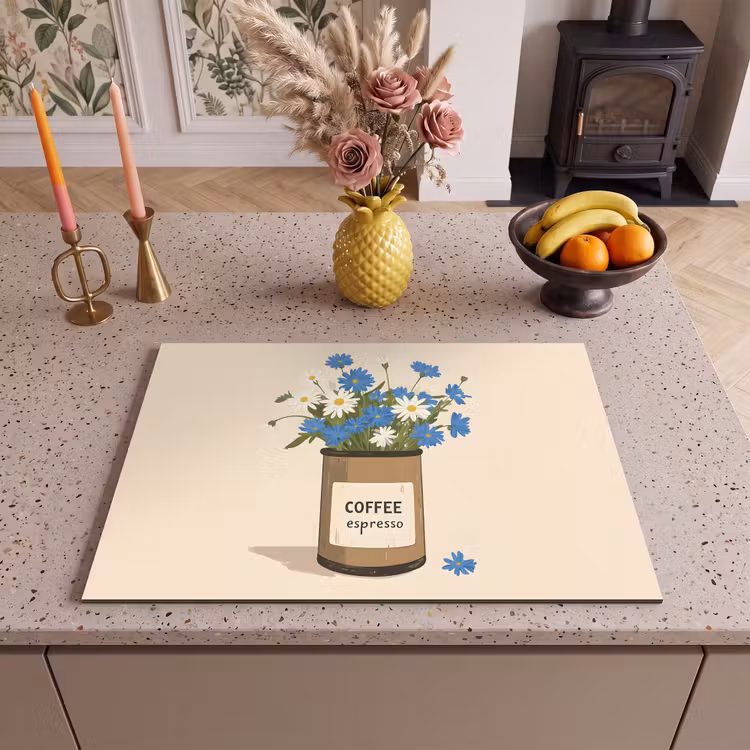 Inductie beschermer - Coffee - Blik - Minimalistisch - Bloemen — 2