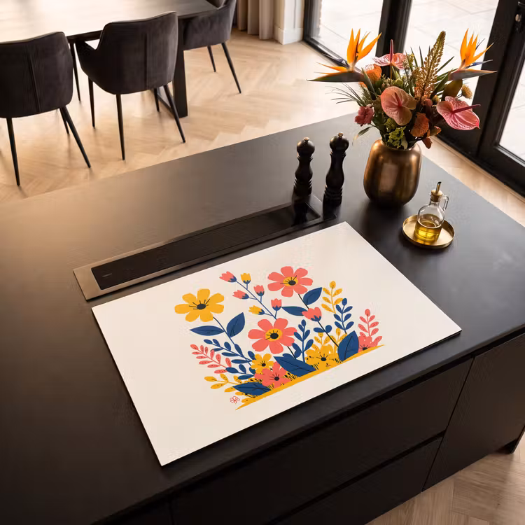 Inductie beschermer - Illustratie - Bloemen - Bladeren - Roze — 5