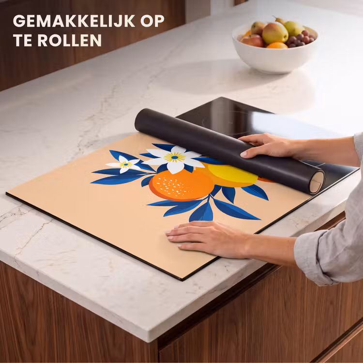 Inductie beschermer - Illustratie - Sinaasappels - Donkerblauw - Bloemen — 7