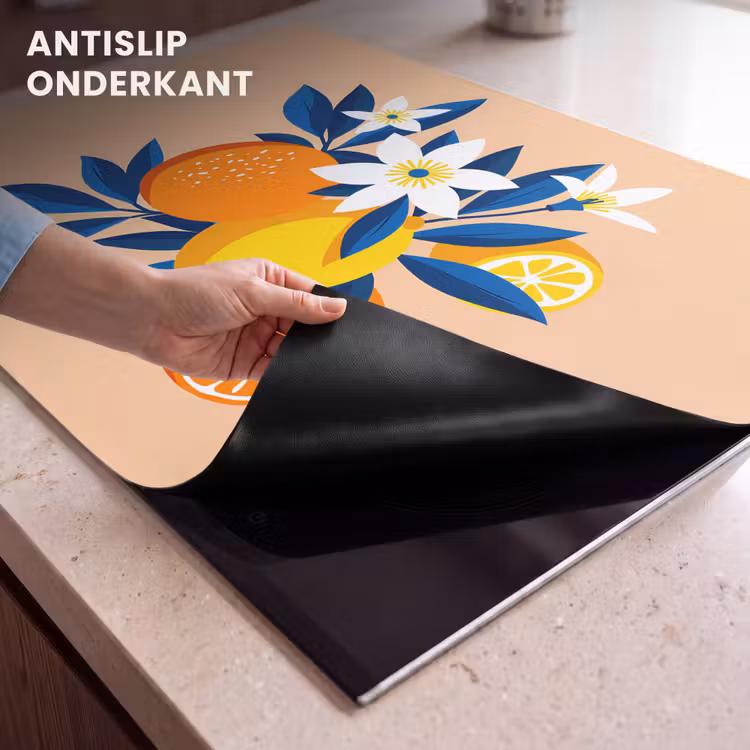 Inductie beschermer - Illustratie - Sinaasappels - Donkerblauw - Bloemen — 9