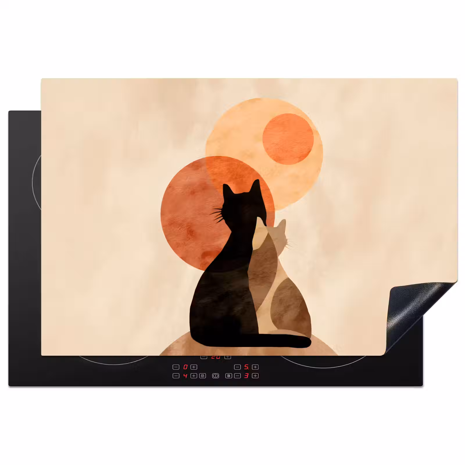 Inductie beschermer - Katten - Zwart - Abstract - Cirkels — 1