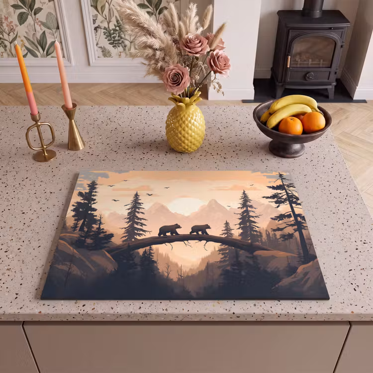 Inductie beschermer - Beren - Bomen - Landschap - Zonsondergang — 2
