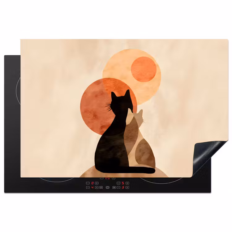 Inductie beschermer - Katten - Zwart - Abstract - Cirkels — 1