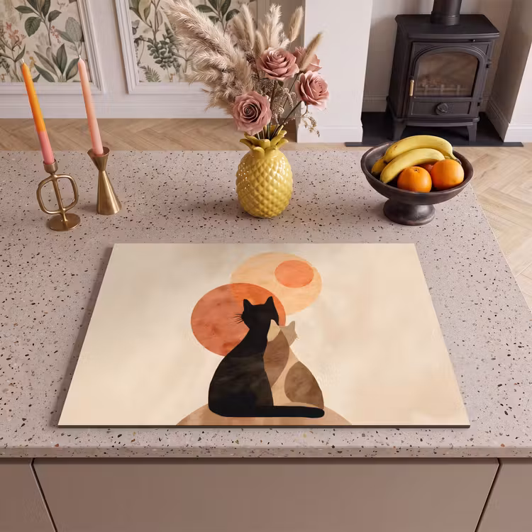 Inductie beschermer - Katten - Zwart - Abstract - Cirkels — 2