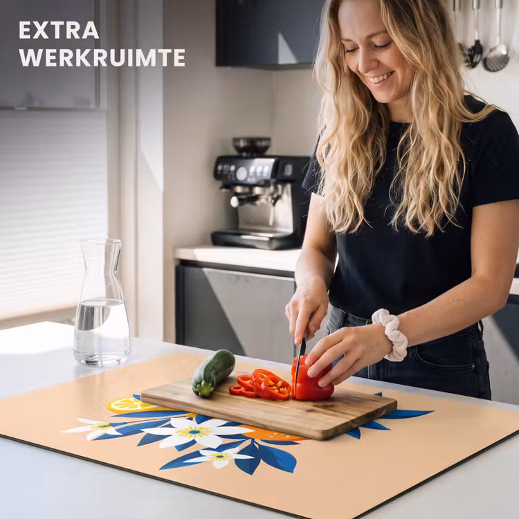 Inductie beschermer - Illustratie - Sinaasappels - Donkerblauw - Bloemen — 4