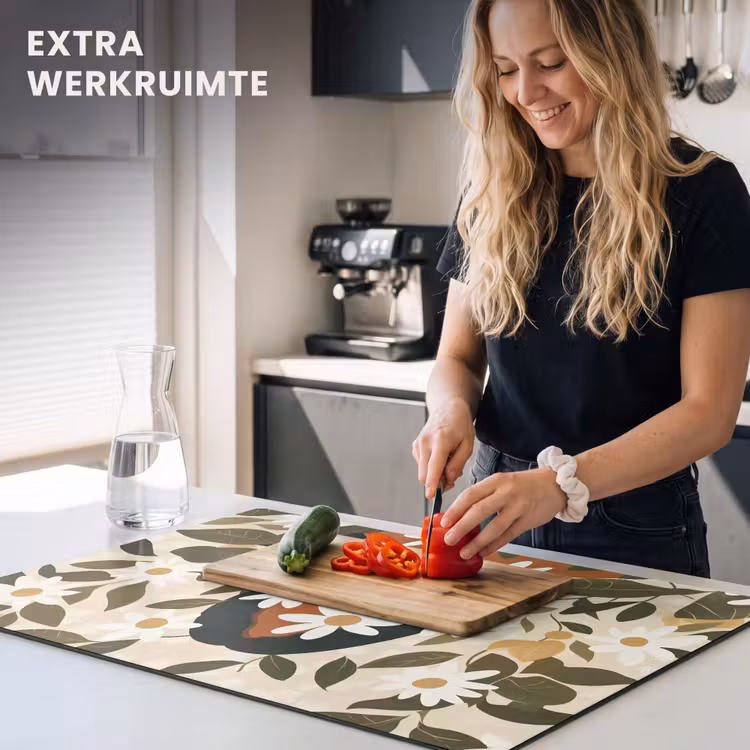 Inductie beschermer - Illustratie - Vrouw - Madeliefjes - Wit — 4