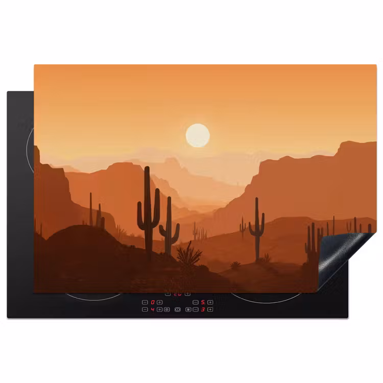 Inductie beschermer - Landschap - Woestijn - Cactussen - Zon — 1