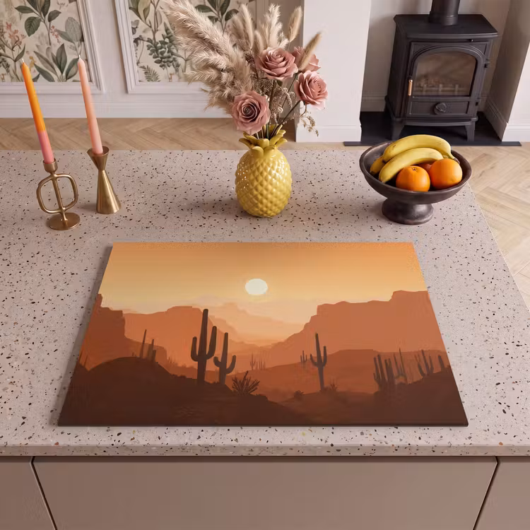 Inductie beschermer - Landschap - Woestijn - Cactussen - Zon — 2
