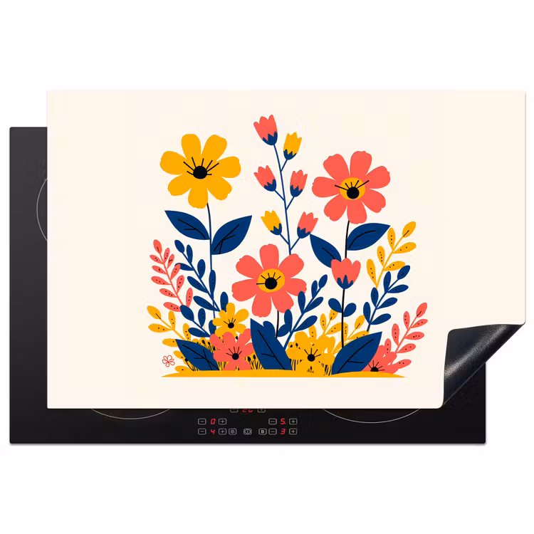 Inductie beschermer - Illustratie - Bloemen - Bladeren - Roze — 1